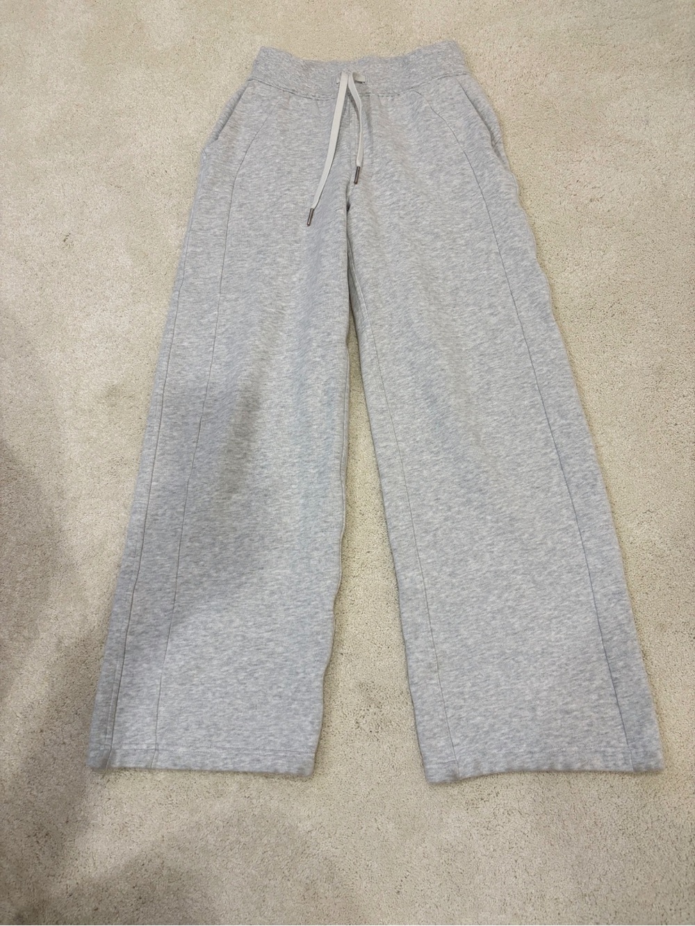 Lululemon Scuba Mid-Rise Wide-Leg Drawstring Lounge Pants Light Gray XXS - Picture 2 of 7